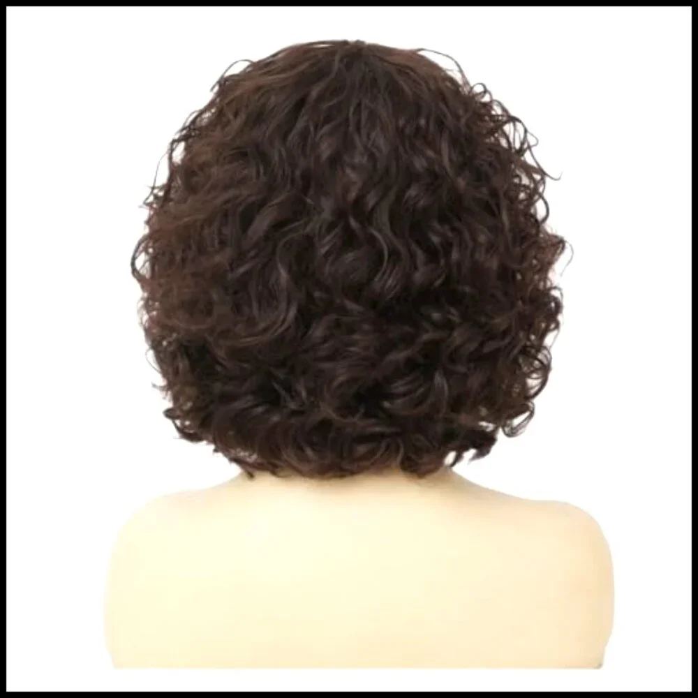 Curly Bob Wig with Bangs Shoulder Length Synthetic Heat Resistant Daily Party - Picture 5 of 7